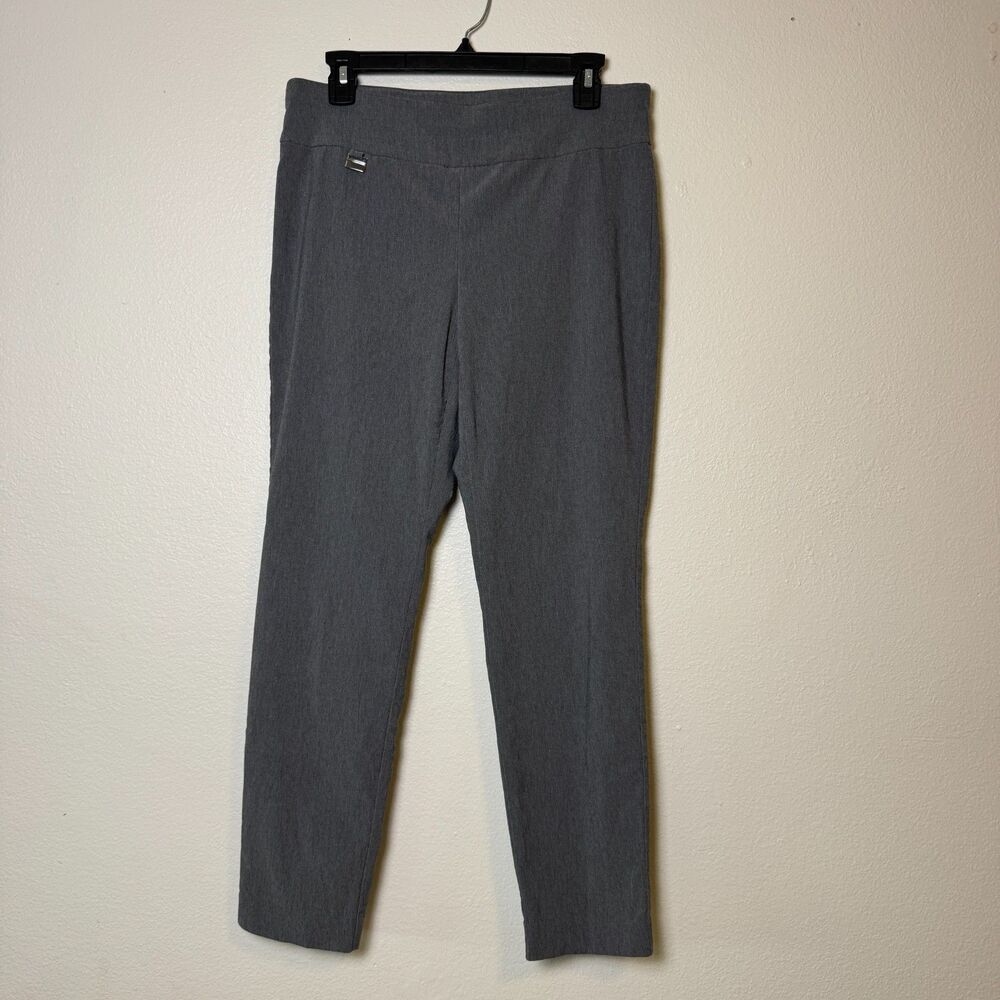 Alfani Women's 10 Short Grey Pull On Stretch Dress Pants Straight Leg